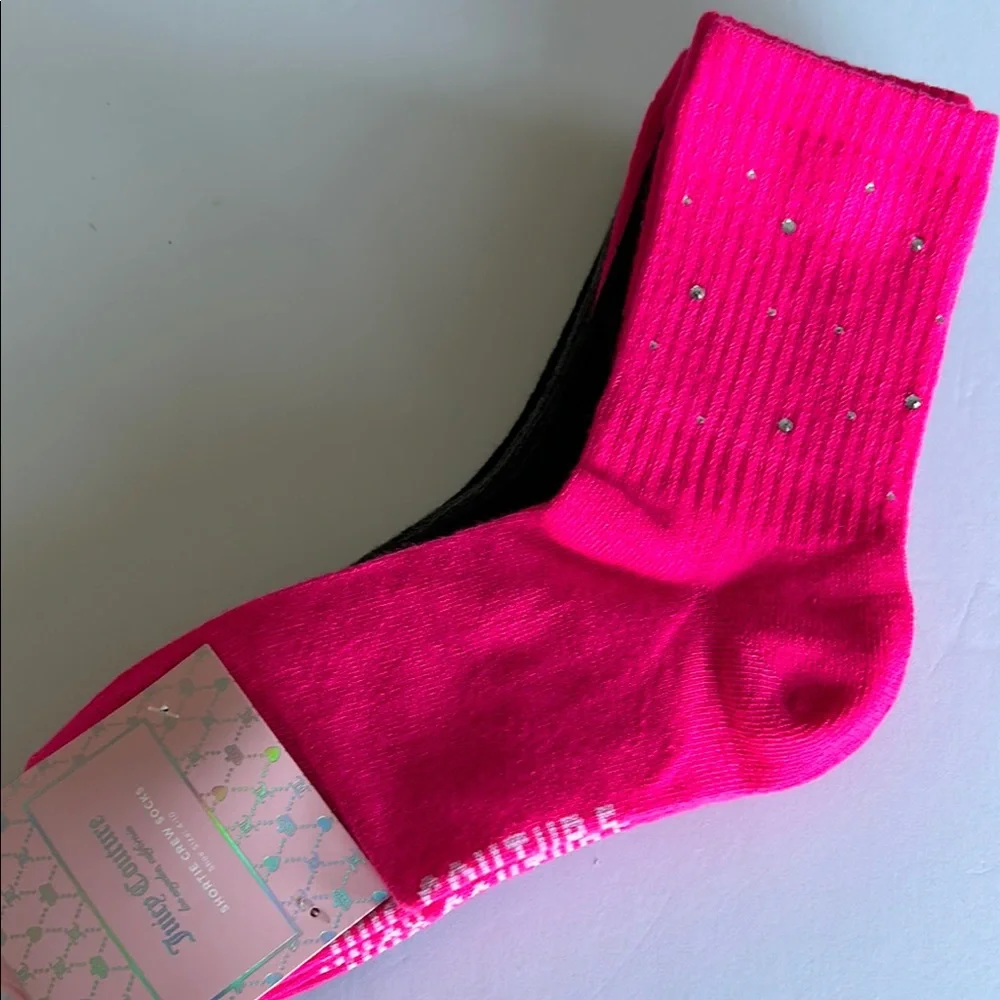 Juicy Couture hot pink and black sock set of five